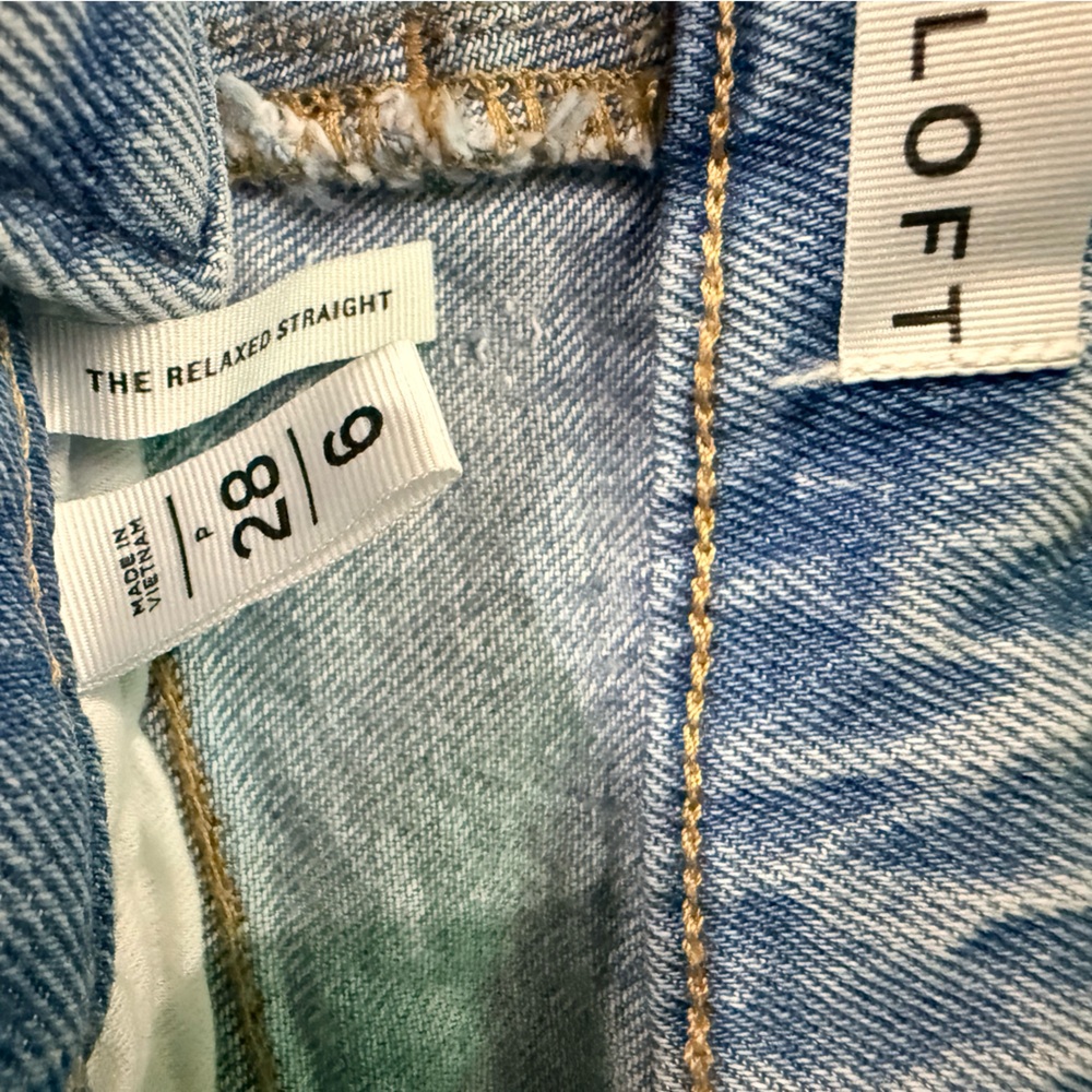 LOFT Light Blue Relaxed Straight Leg Jeans - Picture 4 of 9